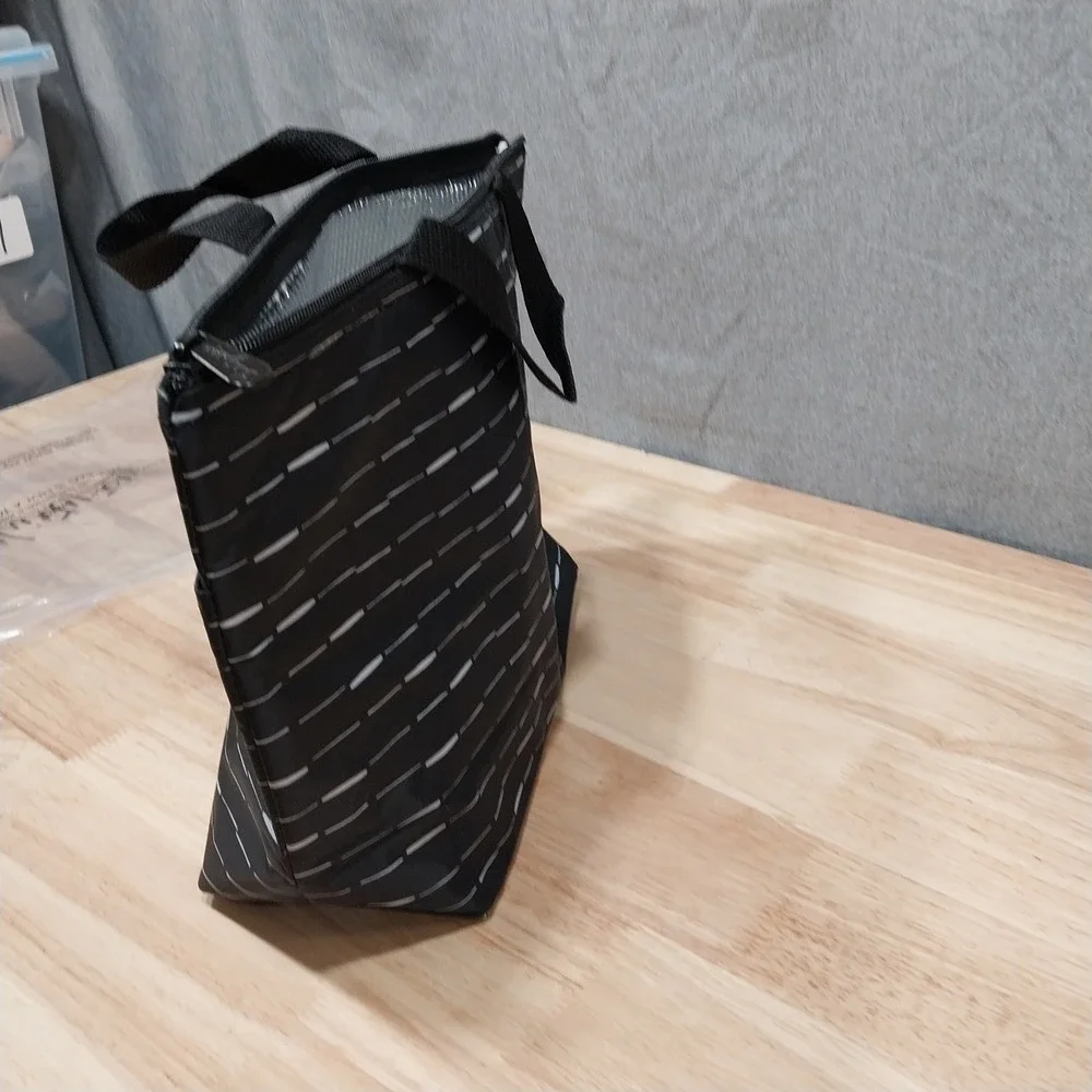 Thirty-One Thermal Tote Bag Insulated Dash Pattern Small Black